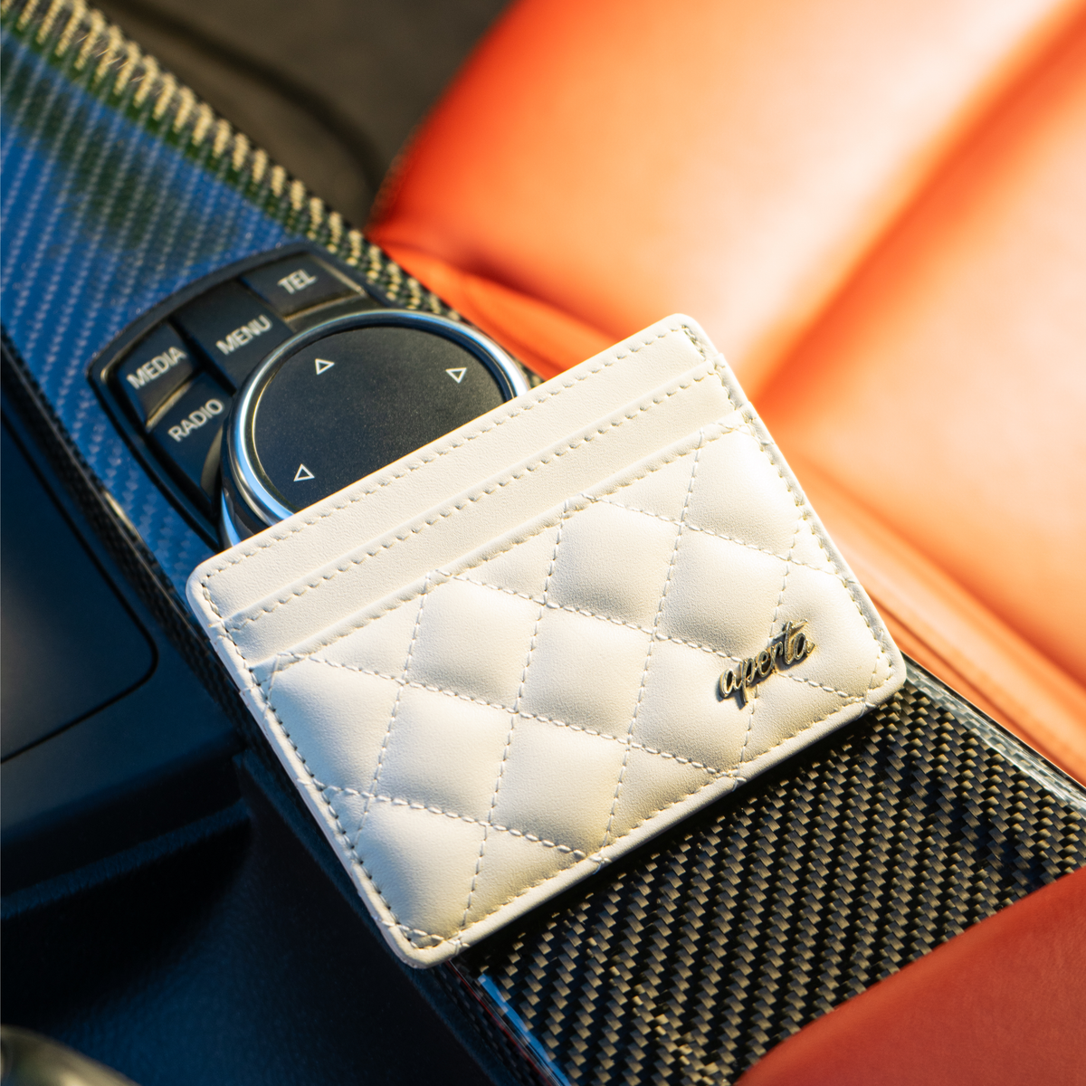 Strada Bianco - Diamond Stitched White Leather Card Holder/Wallet ...