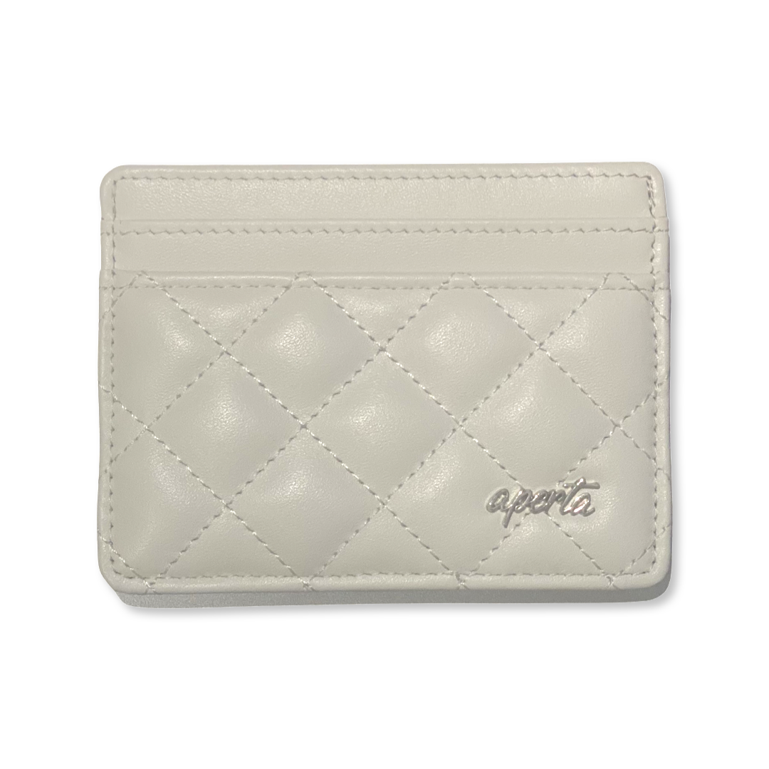 Strada Bianco - Diamond Stitched White Leather Card Holder/Wallet