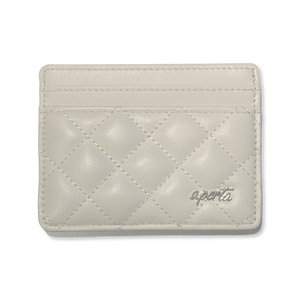 Strada Bianco - Diamond Stitched White Leather Card Holder/Wallet